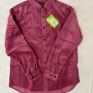 Men's Corduroy Button-Down Shirt - Deep Burgundy